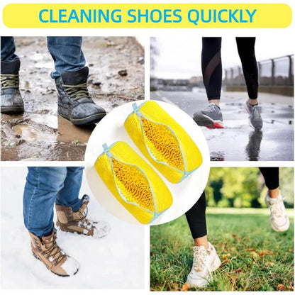Durable Shoe Washing Machine Bag for All Shoe Types-Yellow with Blue Zipper,Ideal for Sneakers and Casual Shoes,Laundry Wash Bag Ai-TechWorld 