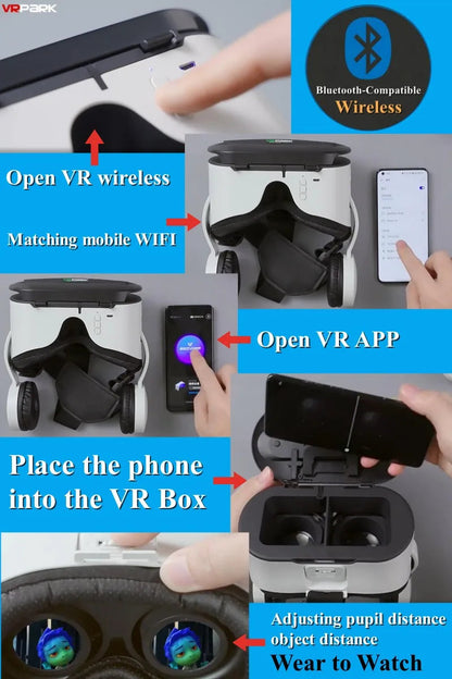 Original J60 4K Wireless Virtual Reality VR Glasses Stereo 3D Videos Google Cardboard Box Headset Helmet for Smartphone Max 6.7" Ai-TechWorld 