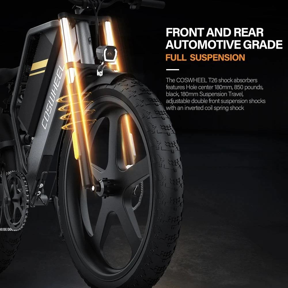 Coswheel T26 adult E-bike 500W 48V20Ah battery commute Electric Bike,26-inch Fat Tire E-Mountain bike Ai-TechWorld 