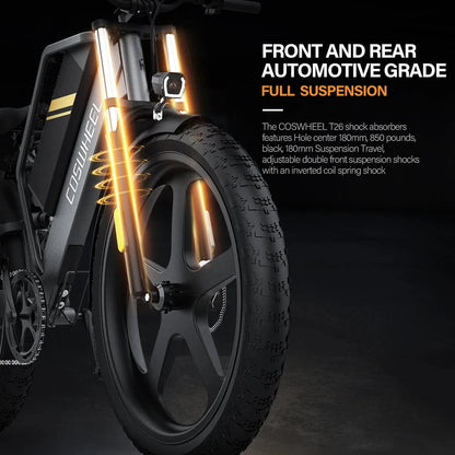 Coswheel T26 adult E-bike 500W 48V20Ah battery commute Electric Bike,26-inch Fat Tire E-Mountain bike Ai-TechWorld 