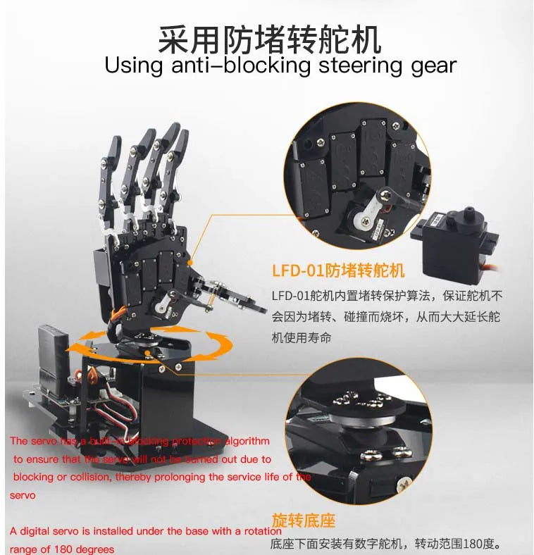 STEM For Arduino STM32 Bionic Robot Palm Hand Manipulator Open Source Code 5 Hands Educational Kit with Ps2/Somatosensory Gloves Ai-TechWorld 