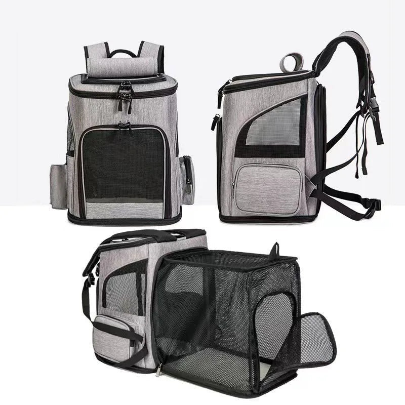 Breathable Pet Cat Carrier Backpack Foldable Pet Carrier Transport Travel Bag Expandable Large Capacity Creative for Cats Dogs Ai-TechWorld 