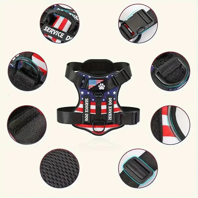 Dog Harness And Leash Set, Escape Proof No Pull Dog Vest Harness With Reflective Dog Walking Traction Rope Ai-TechWorld 