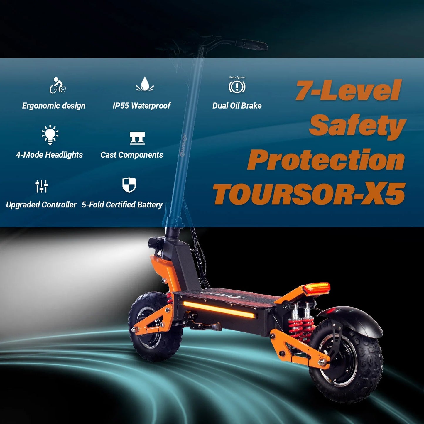 X5 6000W Dual Motor Eelectric Scooter in China Stock 60v 40ah Large Battery Remote Scooter with Seat 11-inch Tires Ai-TechWorld 