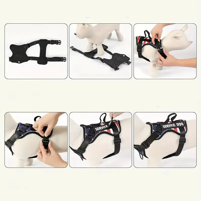 Dog Harness And Leash Set, Escape Proof No Pull Dog Vest Harness With Reflective Dog Walking Traction Rope Ai-TechWorld 