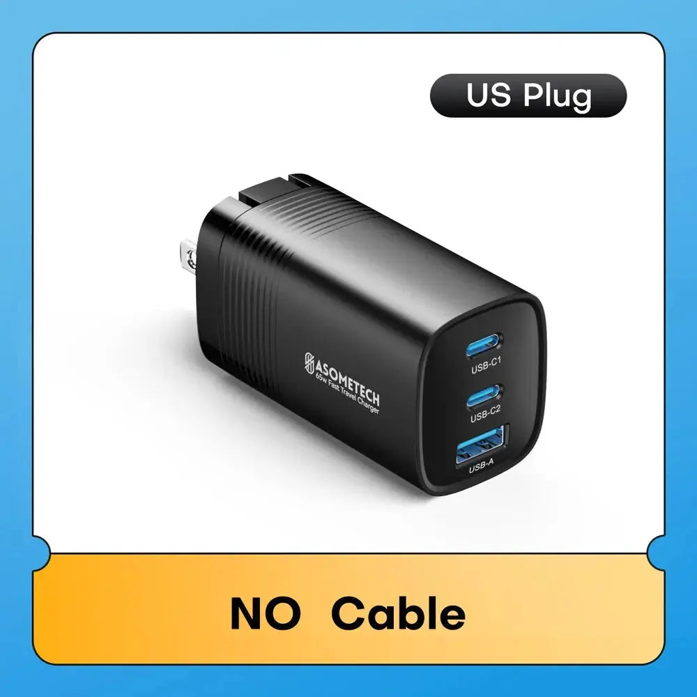 ASOMETECH GaN USB Type C Charger 65W 45W PPS PD QC4.0 Quick Charger For Macbook Laptop IPAD Tablet iPhone 16 Samsung S23 Ultra Ai-TechWorld 