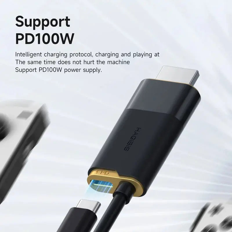 Hagibis Switch Dock for Nintendo Switch/OLED/Switch2 USB C to HDMI Cable Adapter 8K@60Hz HDR 100W PD for Laptop SteamDeck ROG Ai-TechWorld 