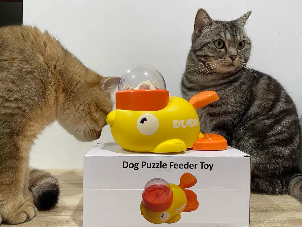 2-in-1 Interactive Dog Toy Pet Automatic Food Treat Dispenser Cartoon Duck Design Slow Food Pet Snack Feeder for Dog Training Ai-TechWorld 