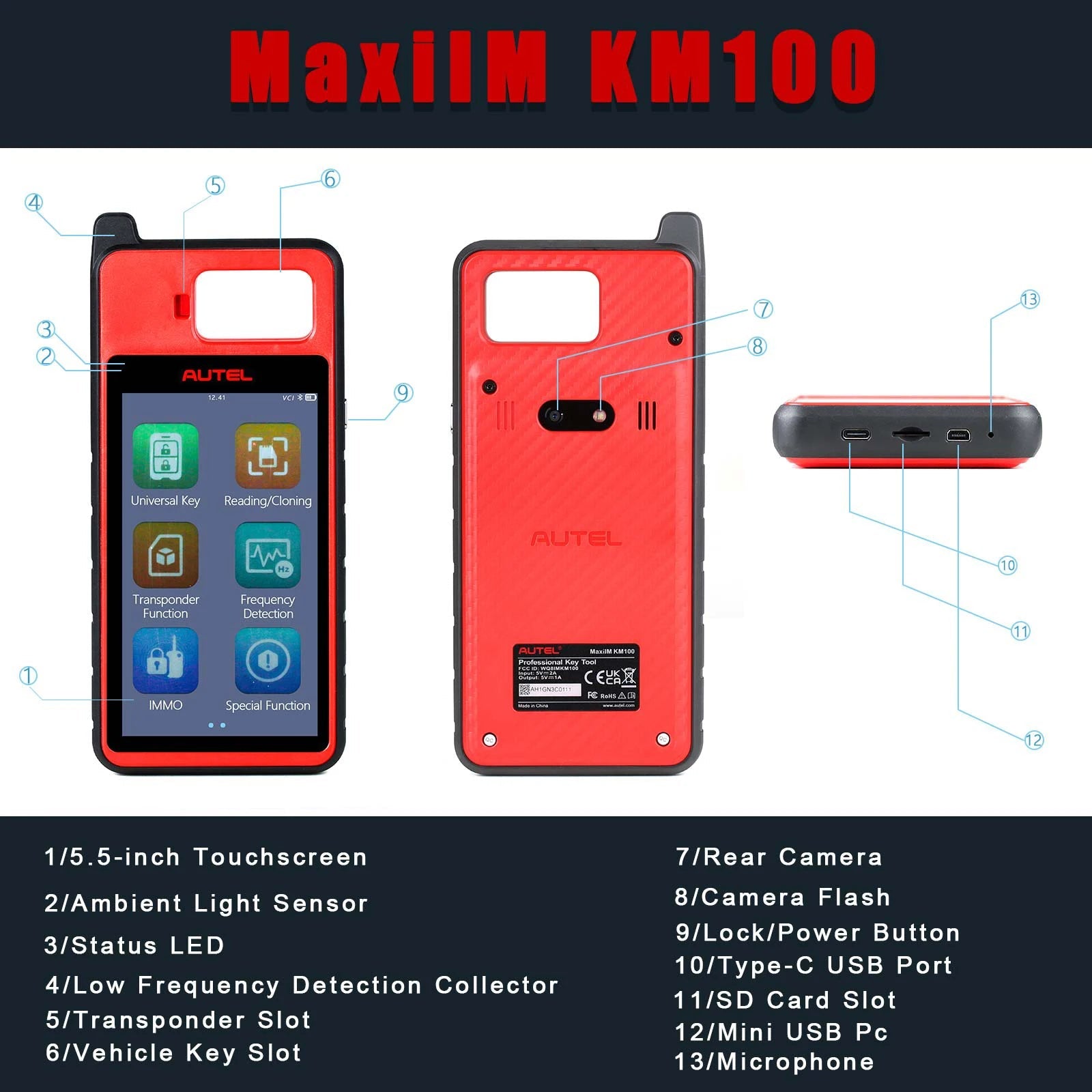 Autel MaxiIM KM100E Key Fob Programmer Immobilizer Tool Key Creation IMMO Learning Chip Read Write Cloning Frequency Detection Ai-TechWorld 