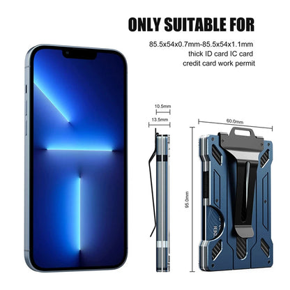Wallet for Men Slim Aluminum Metal Money Clip with 1 Clear Window ID Badge Holder RFID Blocking Holds Up 15 Cards with Cash Clip Ai-TechWorld 