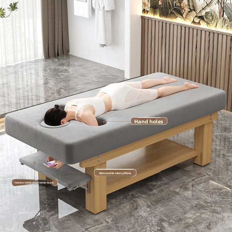 Solid Wood Massage Bed Beauty Salon Treatment Table Chinese Medicine Physiotherapy Thai Moxibustion Beauty Bed Lash Massage Bed Ai-TechWorld 