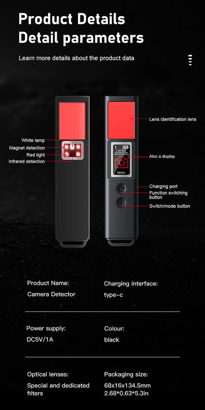 New signal detector anti-peeping camera viewfinder anti-peeping infrared scanner signal source anti-lost sound and light alarm Ai-TechWorld 