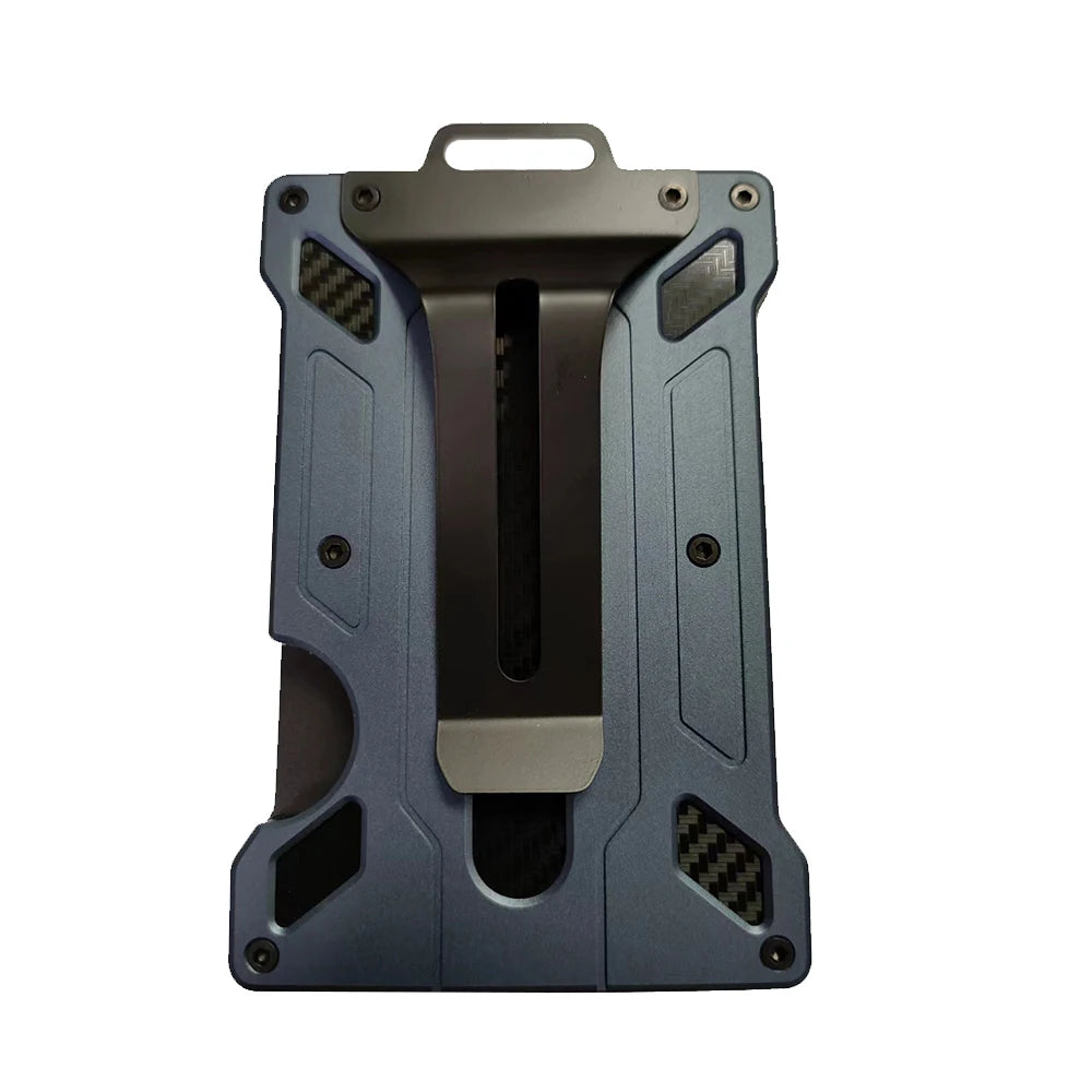 Wallet for Men Slim Aluminum Metal Money Clip with 1 Clear Window ID Badge Holder RFID Blocking Holds Up 15 Cards with Cash Clip Ai-TechWorld 