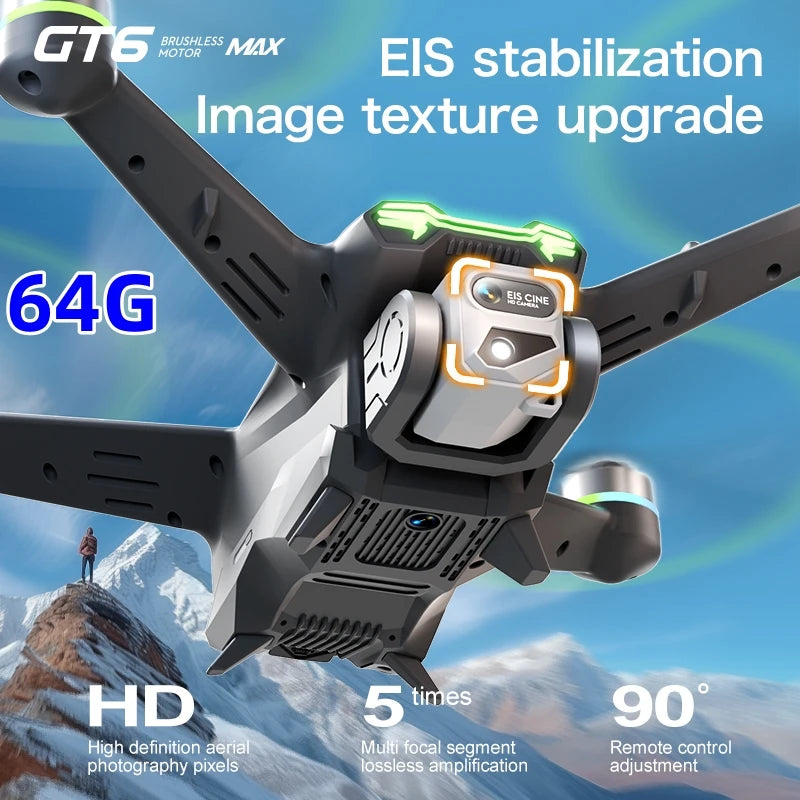 GT6 Professional Drone Long Range Flight Battery Quadcopter 4K HD Wifi Dron Aerial Photography Obstacle Avoidance Aircraft Ai-TechWorld 