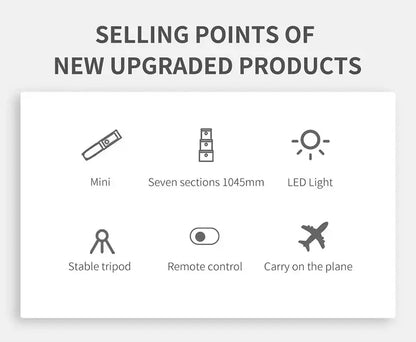 Selfie Stick With Wireless Bluetooth LED Fill Light Extended Tripod Ai-TechWorld 