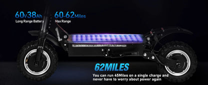 6000W High Power Adult Electric Scooter  Off-Road Commute Foldable 60V 38Ah Large Battery 60 Miles Range 50 Mph Fast E-Scooter Ai-TechWorld 