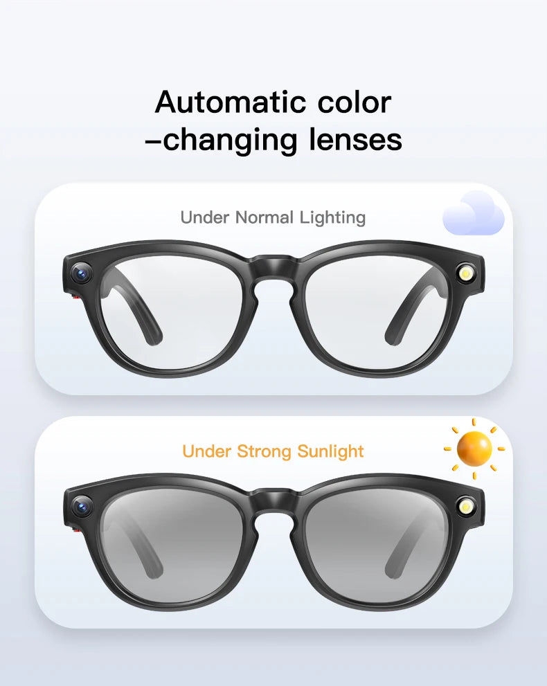 LIGE 4K 800W HD Camera Smart Glasses Recording Videos 290mAh AI Photo Recognition Chat Translation Bluetooth Photochromic Lenses Ai-TechWorld 