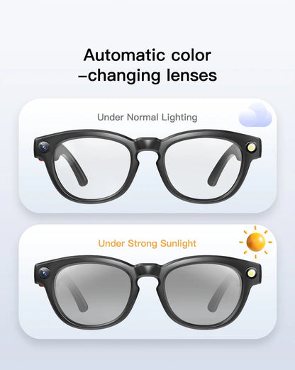 LIGE 4K 800W HD Camera Smart Glasses Recording Videos 290mAh AI Photo Recognition Chat Translation Bluetooth Photochromic Lenses Ai-TechWorld 