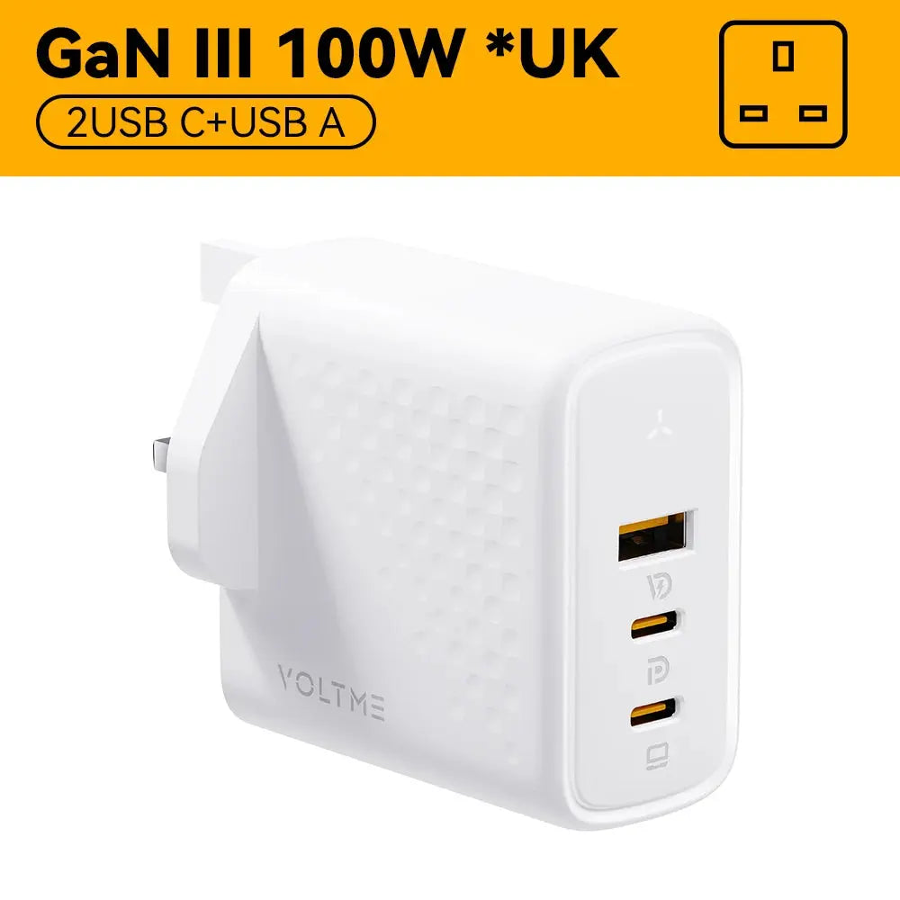 VOLTME 100W GaN Charger For Macbook Tablet USB Type C Charger Fast Charging Charger For iPhone 15 14 13 12 Quick Charge 4.0 3.0 Ai-TechWorld 