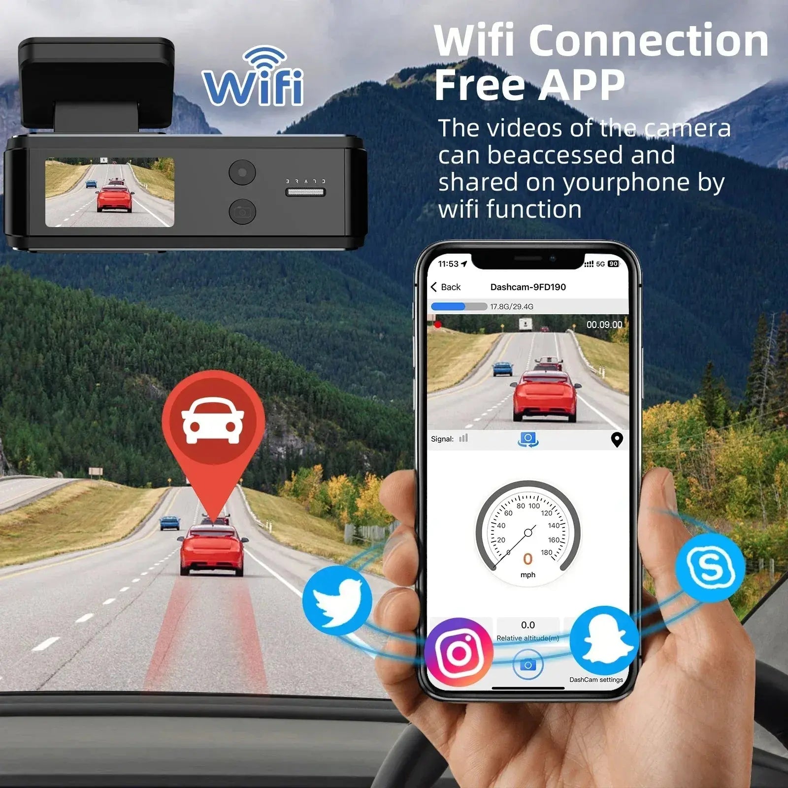 QOZ 4K UHD Dash Cam WIFI GPS Car DVR Front and Rear Dual Lens Auto Car Drive Recorder Night Vision G-Sensor 24H Parking Monitor Ai-TechWorld 