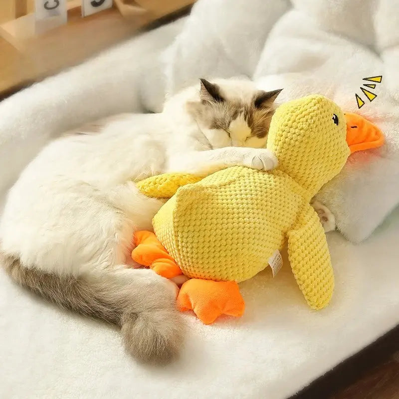 Plush Companion Sleeping Duck Dog Toys for Small Large Dogs Bite Resistant Teeth Grinding Sound Relief Duck Sound Toy Ai-TechWorld 