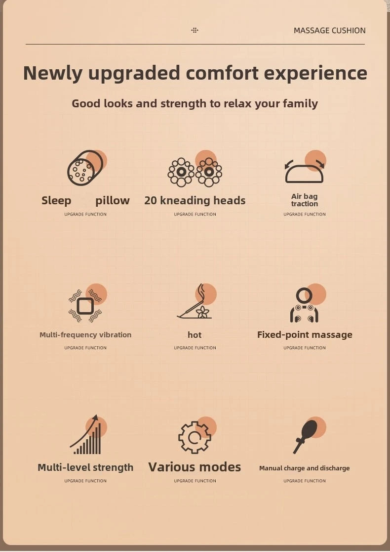 Multifunctional Lumbar Traction Massage Mattress Cushion Full Body Electric Shoulder Neck Waist Back Vibrations Removable Gift Ai-TechWorld 