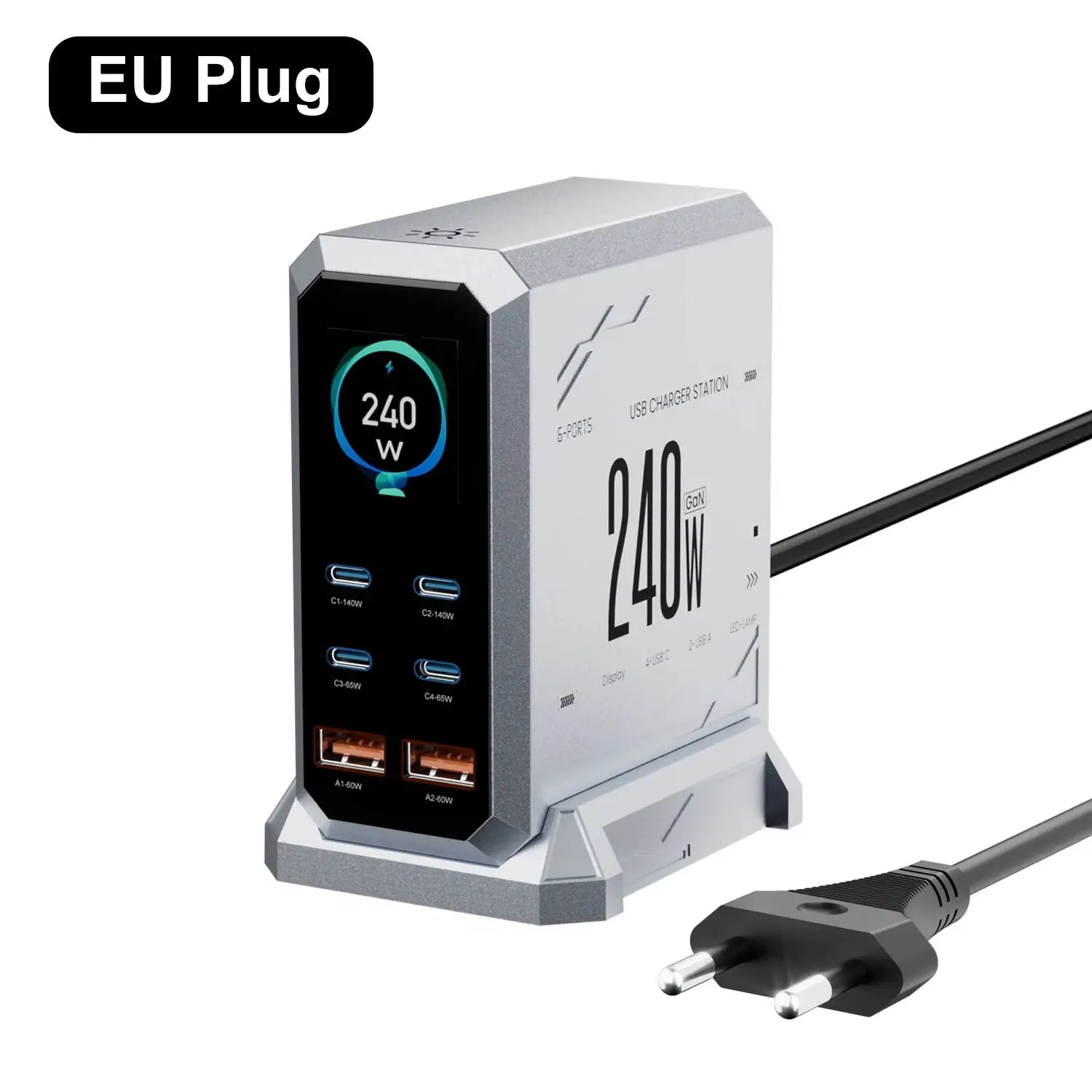 240W GaN Charger 6-IN-1 140W PD3.1 PPS USB Type C Digital Display Fast Charging Station for iPhone 16 15 MacBook Laptops Samsung Ai-TechWorld 
