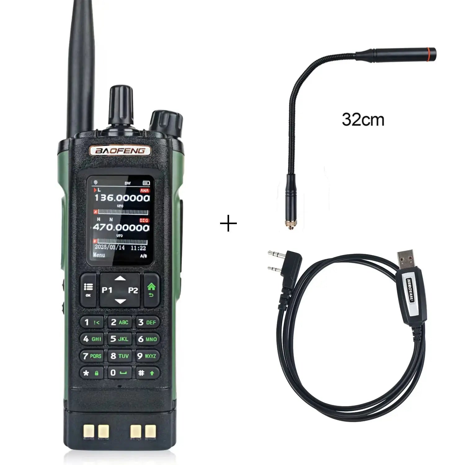 Baofeng DM-32 GPS APRS AES256 Encryption DMR Digital Analog UHF VHF Dual Band 8W Air Band FM Walkie Talkie DM-32UV Ai-TechWorld 