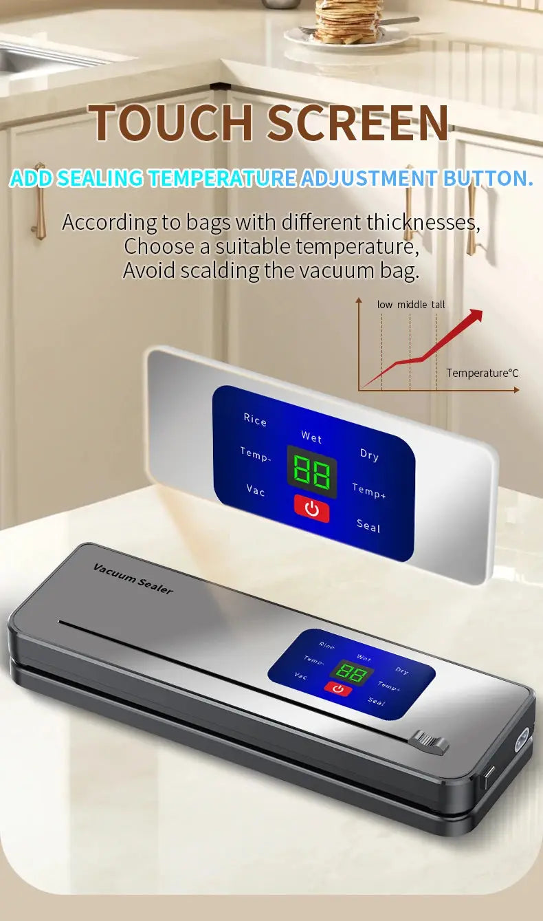 Wireless Portable Charging Vacuum Sealing Machine With Multi Package Vacuum Touch Button And Sealed Countdown Display Ai-TechWorld 