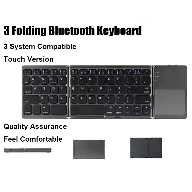 Tri-fold Bluetooth Keyboard with Touchpad Portable Mini Keyboard Rechargeable Keyboard Wireless Keyboard For Windows Android iOS Ai-TechWorld   ai-techworld