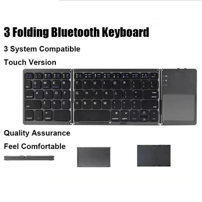 Tri-fold Bluetooth Keyboard with Touchpad Portable Mini Keyboard Rechargeable Keyboard Wireless Keyboard For Windows Android iOS Ai-TechWorld   ai-techworld