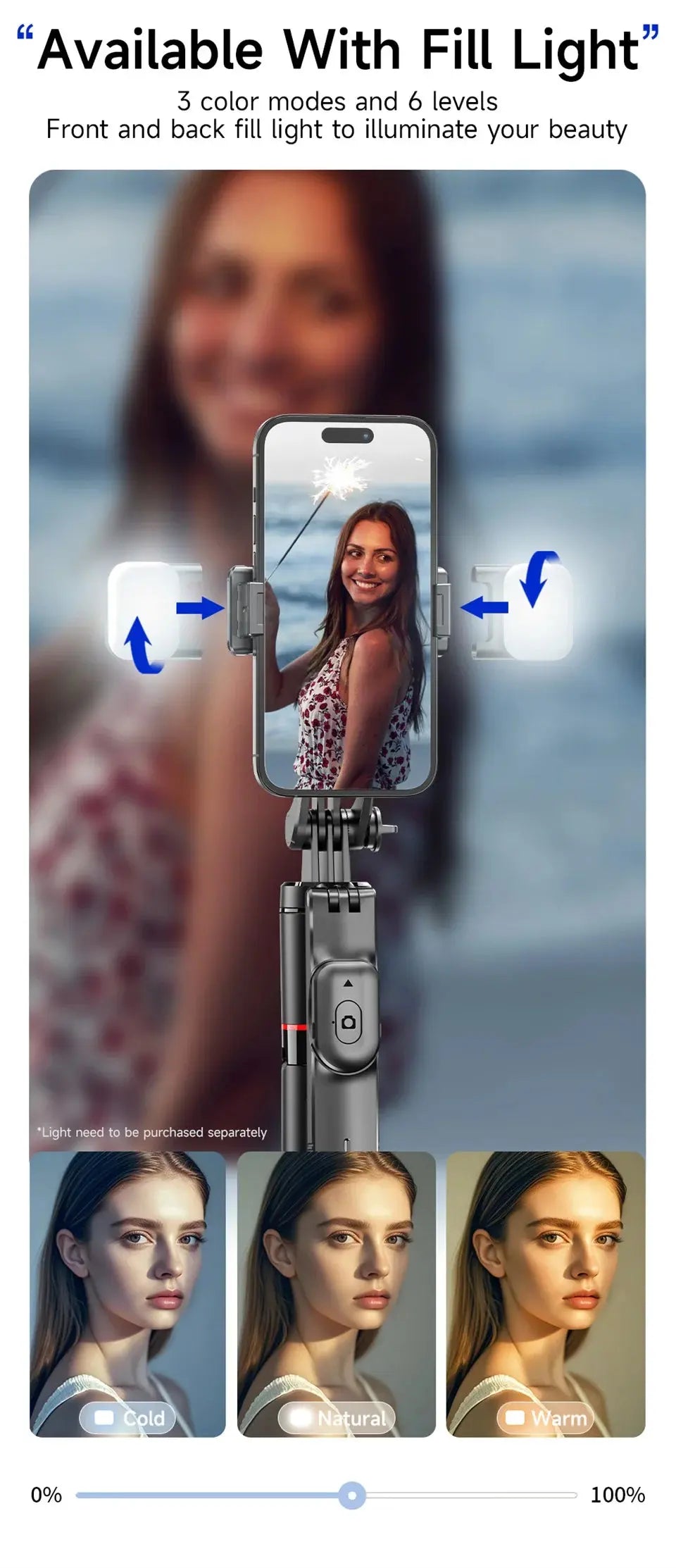 MEUYAG Selfie Stick Tripod with 1708mm Long Monopod Fill Light, Bluetooth Remote, 360° Rotation, 1/4 Interface, for mobile phone Ai-TechWorld 