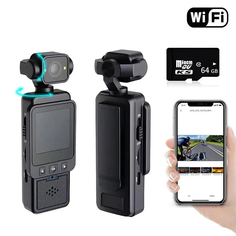 Xiaomi 8K Handheld Sports Camera 180 ° Rotating Mini Portable Anti-shake Camera HD Display WiFi Wearable Night Vision Camera Ai-TechWorld 