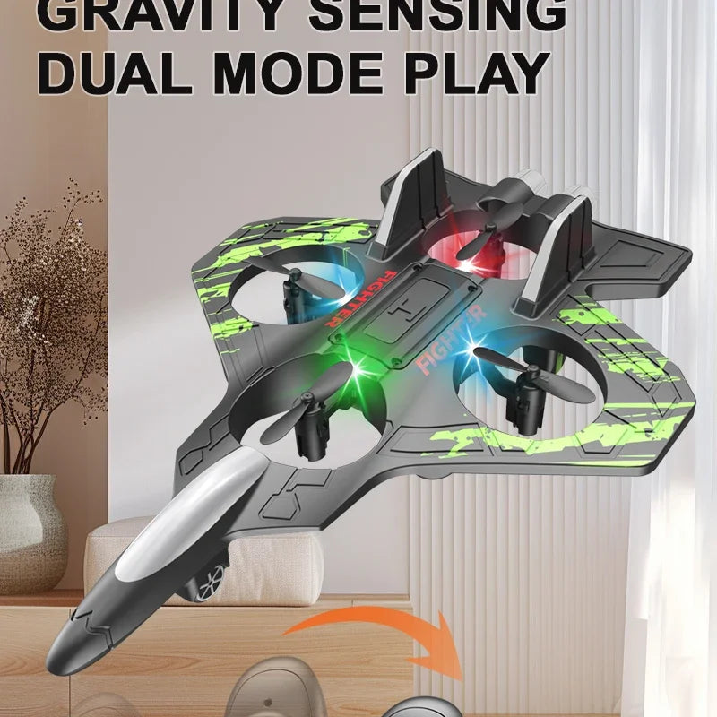 2.4G remote control fighter electric foam glider stunt tumbling UAV hovering helicopter with LED colorful lights aircraft model Ai-TechWorld 