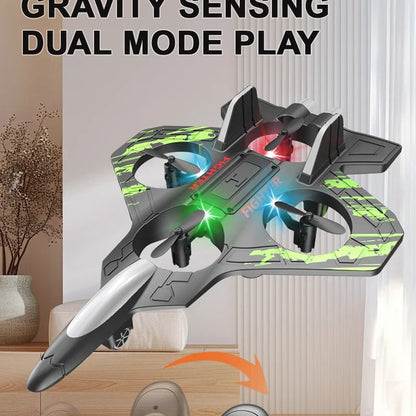 2.4G remote control fighter electric foam glider stunt tumbling UAV hovering helicopter with LED colorful lights aircraft model Ai-TechWorld 