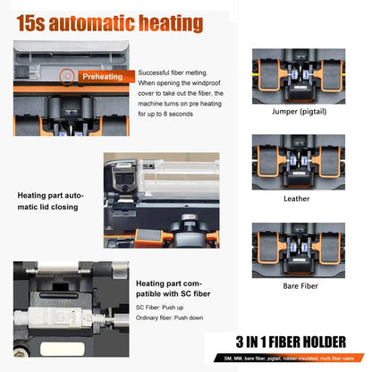 Signalfire AI-9 AI-6Ap Fusion splicer Machine 6 motor 5S splicing machine with VFL Optic power meter tool kits CE free shipping Ai-TechWorld   ai-techworld