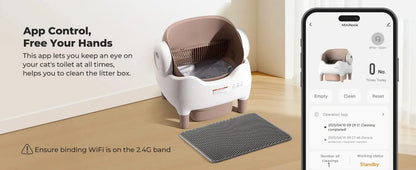 Self Cleaning Litter Box, Automatic Cat Litter Box with APP Control, Odor-Free  Large Waste Bin, Open-Top for Multi Cats Ai-TechWorld 