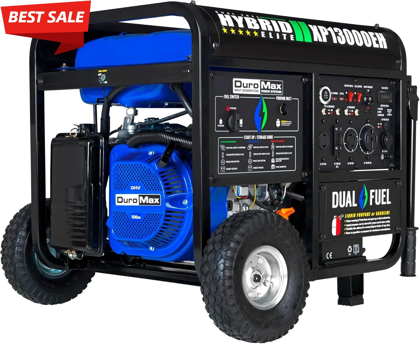 High-quality13,000-Watt Dual Fuel Portable Generator - Gas & Propane, Electric Start, Whole Home Backup Power, Transfer Switch Ai-TechWorld 