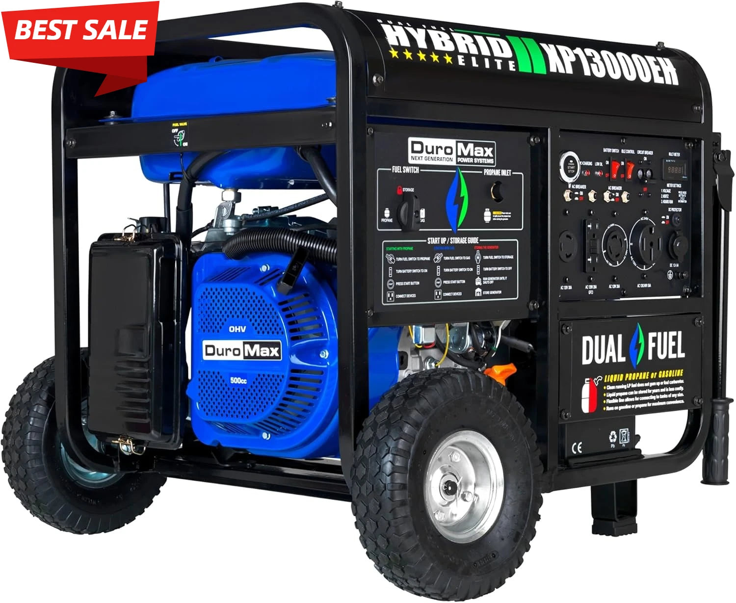High-quality13,000-Watt Dual Fuel Portable Generator - Gas & Propane, Electric Start, Whole Home Backup Power, Transfer Switch Ai-TechWorld 
