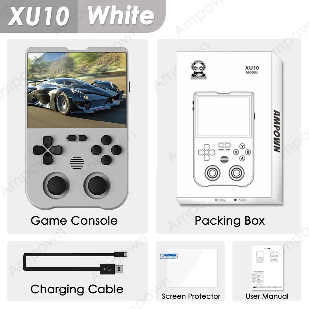 Ampown XU10 Handheld Game Console 3.5" IPS Screen 3000mAh Battery Linux System Built-in Retro Games Portable Video Game Console Ai-TechWorld 