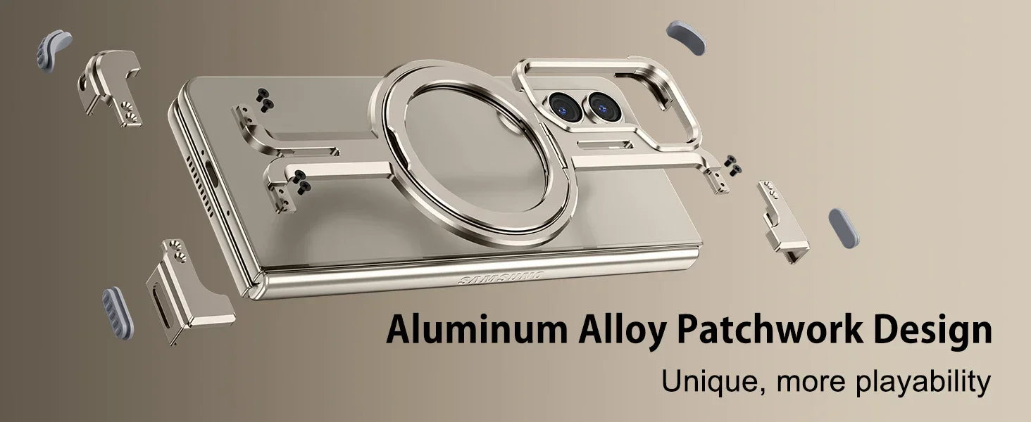 Eary for Samsung Galaxy Z Fold 6 5 Case with Magnetic Stand Magsafe Protective Cover Metals Frameless Bumper Wireless Charging Ai-TechWorld 
