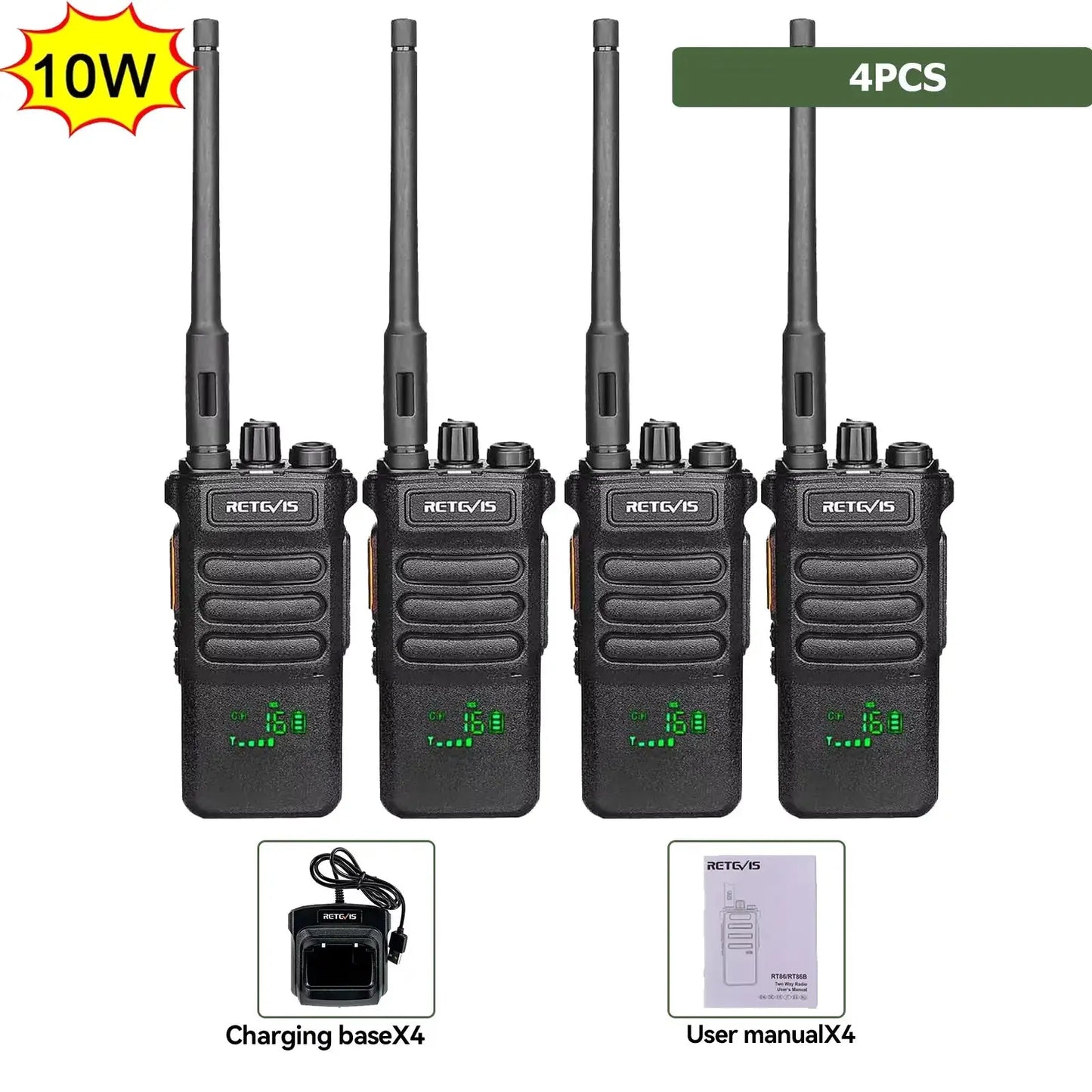 Retevis RT86 10W Walkie Talkie Professional Two Way Radio Long Range Walkie Talkie UHF Communication radio for Outdoor Business Ai-TechWorld 