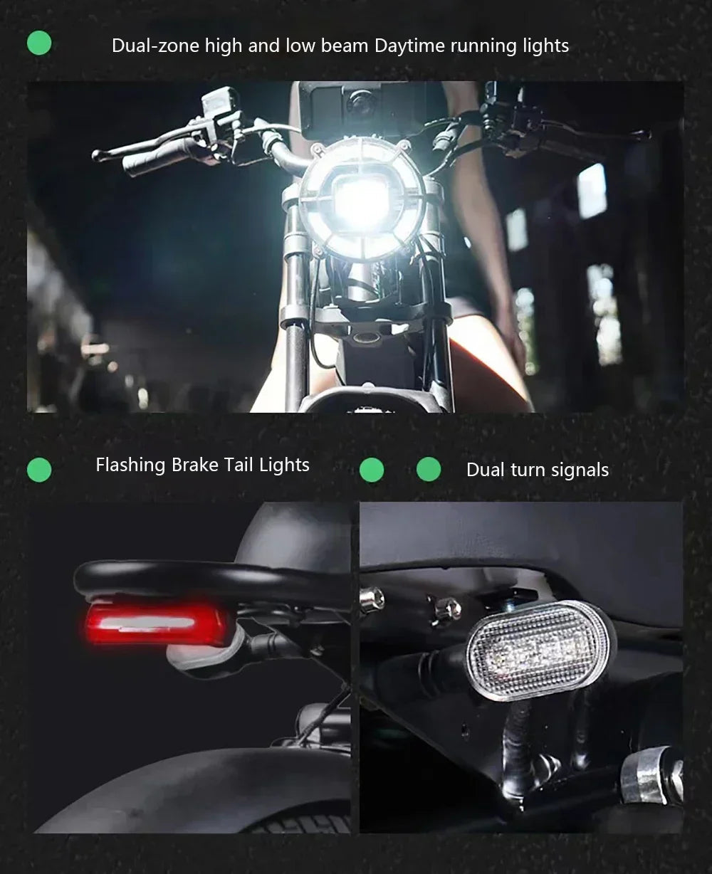 Ebike ZPW Black Warrior 3000W 60V 45AH Camping Motorcycle, Adult Electric Bike 20 Inch Fat Tire Electric Bike Ai-TechWorld 