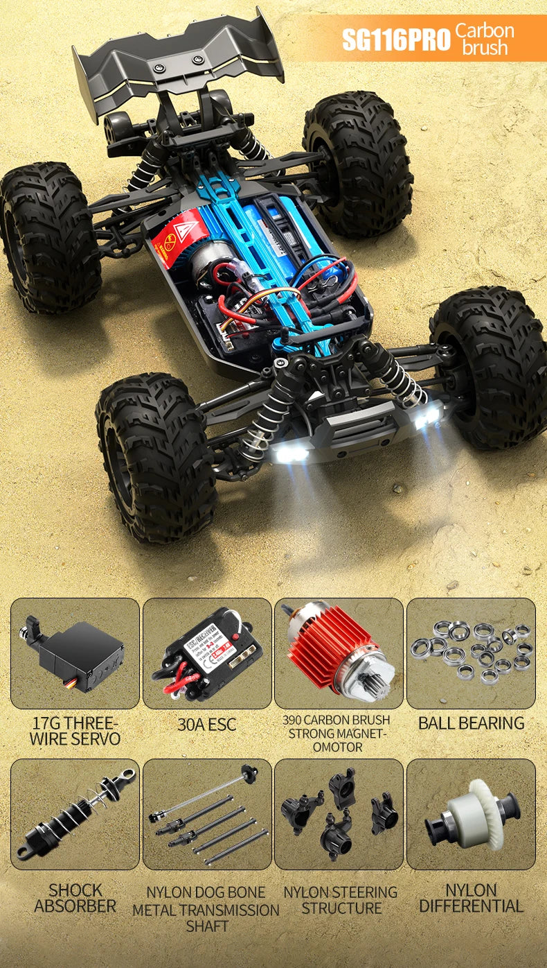 SG116 MAX 1:16 High Speed Drift Racing Car 80KM/H Brushless Motor 4WD SG316 MAX RC Off Road Car Monster Trucks Toy For Kids Gift Ai-TechWorld 