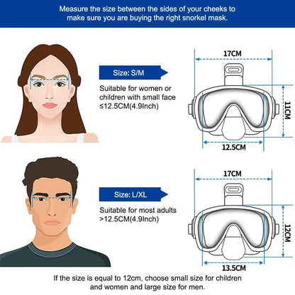 Underwater Snorkeling Half face Face Children Swimming Mask Set Scuba Diving Respirator Masks Anti Fog Safe Breathing for Adult Ai-TechWorld 