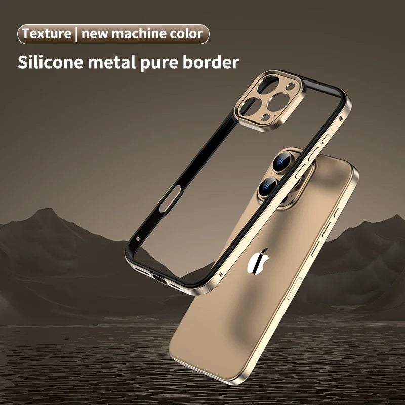 Camera Protection + Hybrid Silicone Frame Aluminum Metal Phone Case For iPhone 17 16 15 Pro Max 14 13 Better Heat Bumper Ai-TechWorld 