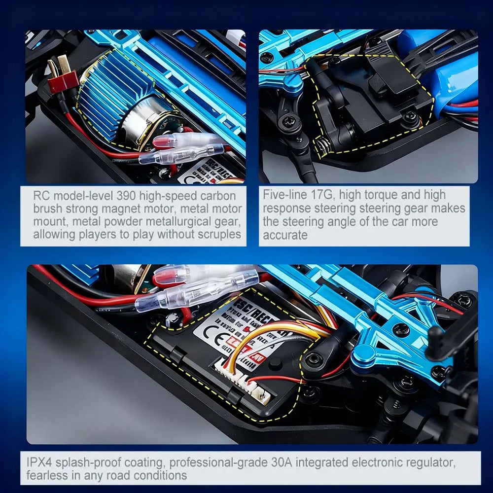 1:16 4WD 70+KM/H High Speed RC Car with Box All Terrain Application 2.4G Remote Control Car with LED Dirt Bike Toys for Children Ai-TechWorld 