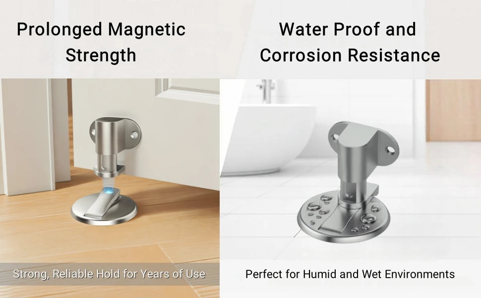 Adjustable Stainless Steel Door Stop Punch-free Strong Magnetic Anti-collision Door Stopper Invisible Bathroom Floor Door Stop Ai-TechWorld 