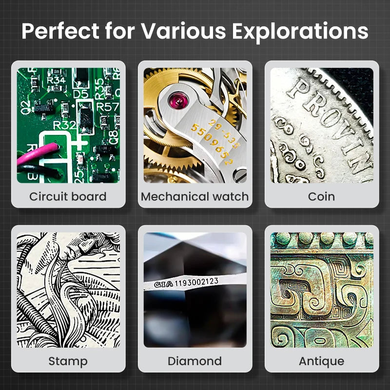 2.8'' IPS Digital Magnifier HD 1080P 100X Portable Microscope Handheld Mignifying Glass for Electronics Repair Check Jewelry Ai-TechWorld 