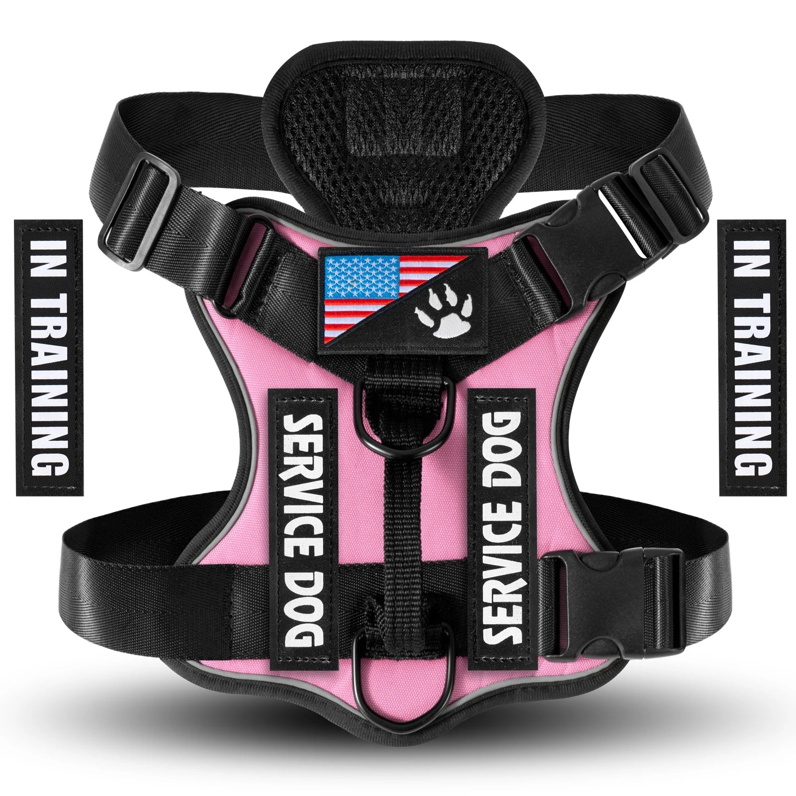 Service Dog Harness, Reflective Dog Vest Harness with 5 PCS Patches, Adjustable Soft Oxford Pet Harness, Inner Layer Mesh, Easy Ai-TechWorld 
